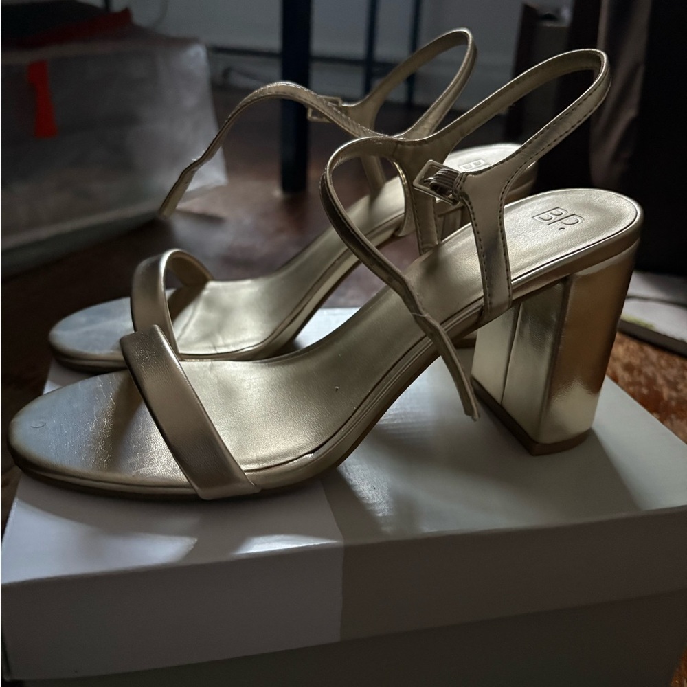 BP Gold Strappy Block Heels